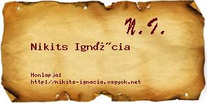 Nikits Ignácia névjegykártya